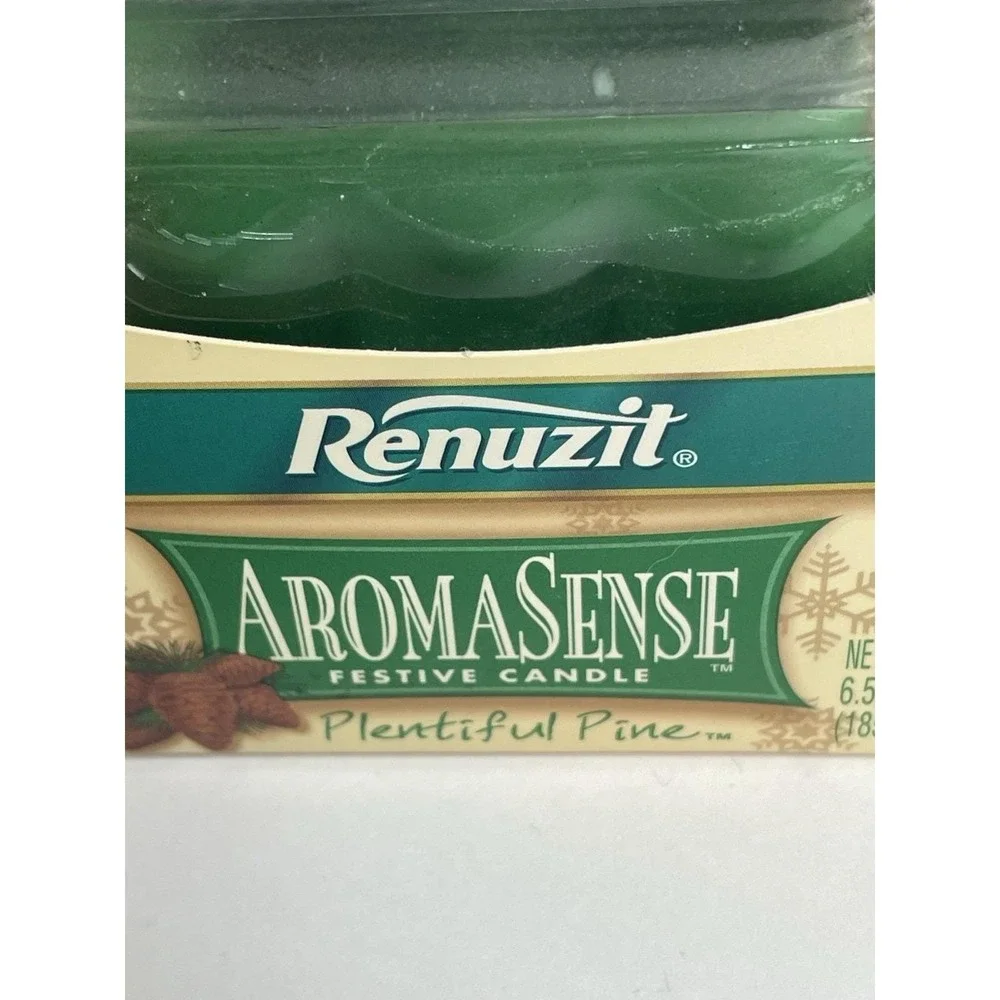 VTG Renuzit Aromasense  Plentiful Pine Glass Candle, 6.5 Oz NOS 2000